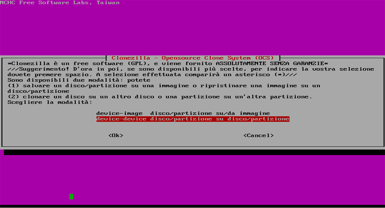 Clonezilla - Modalità di lavoro