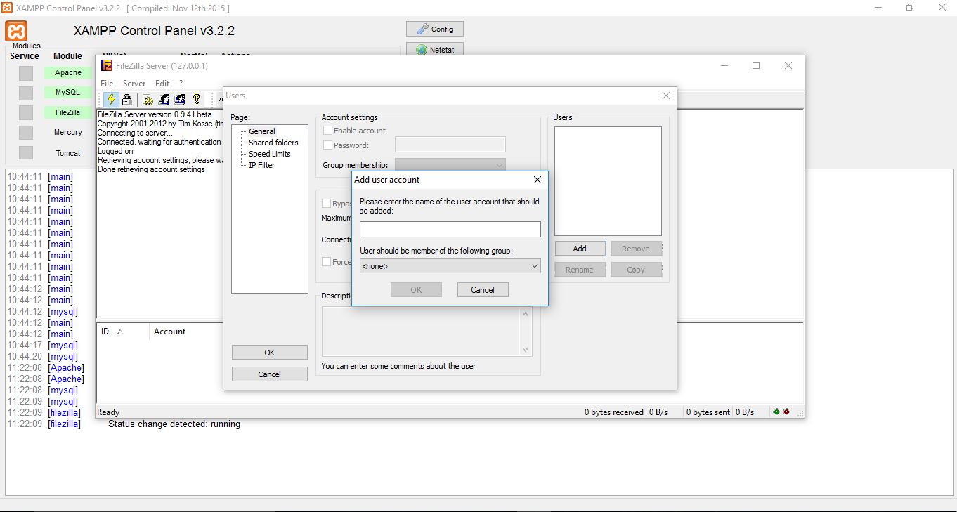 Admin FileZilla Xampp4
