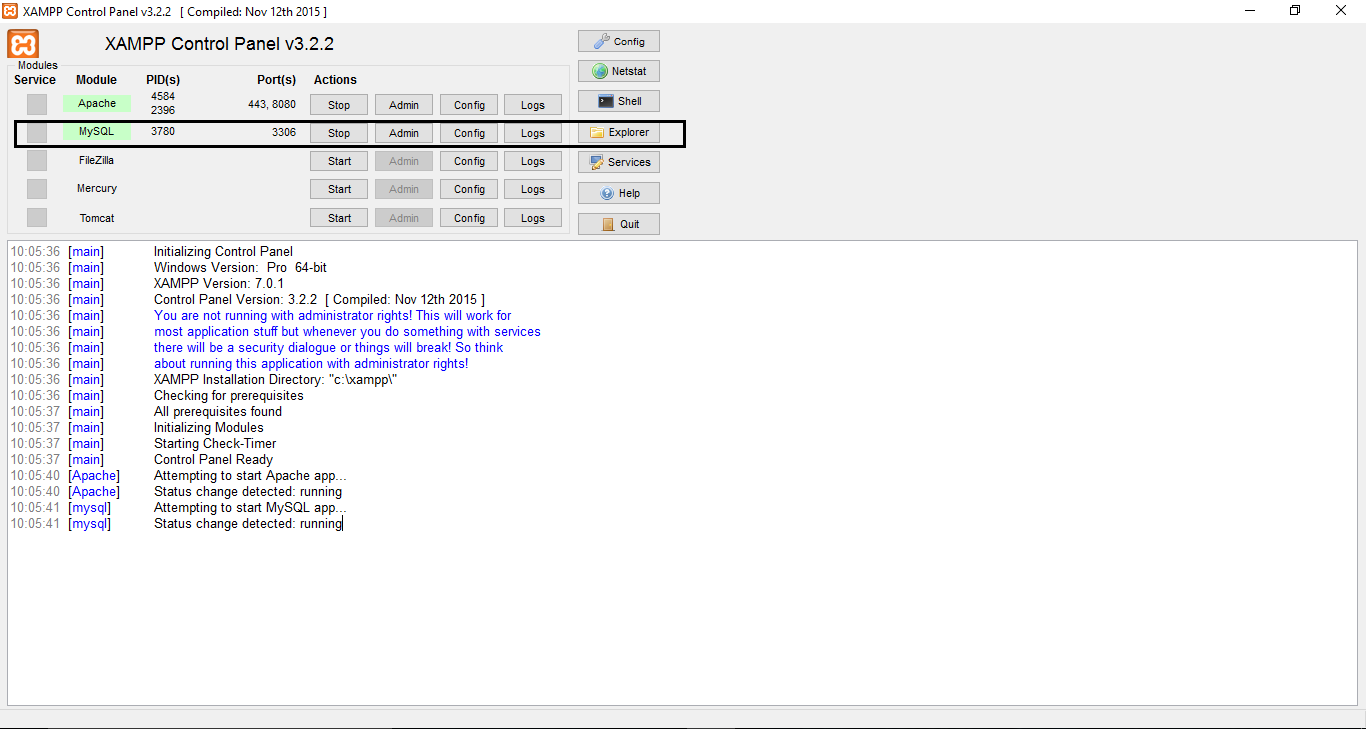 XAMPP - MySQL