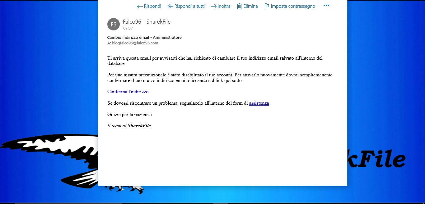 Conferma nuovo indirizzo email