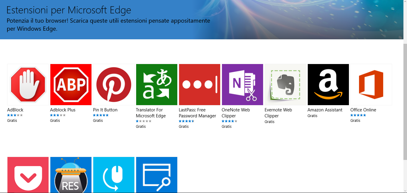 Estensioni Microsoft Edge - Windows 10