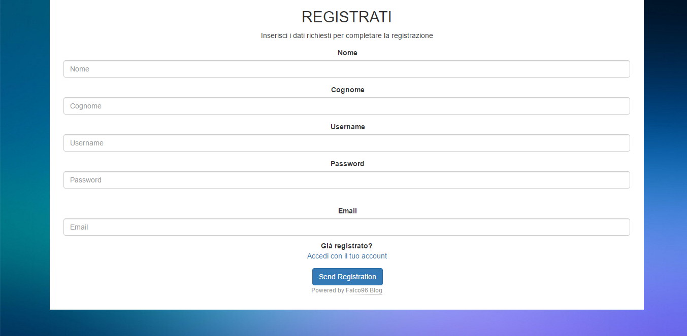 Form Registrazione SharekFile